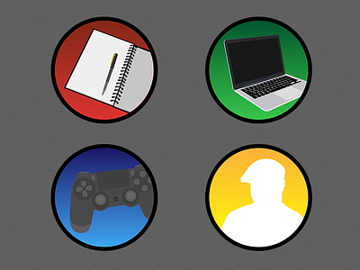 Artist, Designer, Gamer, Person artist controller designer gamer icons illustrator macbook person sketchpad