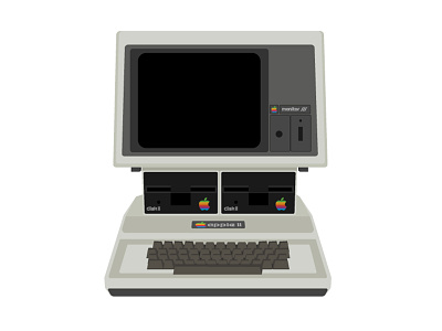 Apple II 1980s apple apple 2 apple ii crt monitor floppy disk illustrator retro vector