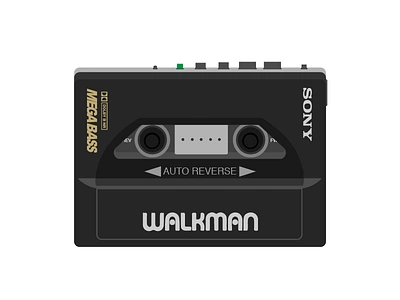 Sony Walkman 80s cassette illustrator retro sony tapes tech vector walkman