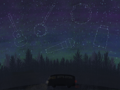 JamgrassTV - Constellations constellations forest illustration ipad music night poster procreate sky social stars vw bus