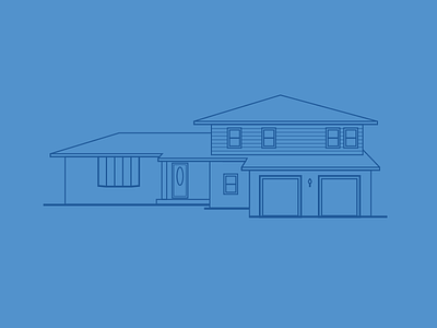 Grandpa's House architecture blue flat house illustration line simple vector