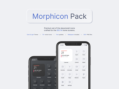 Morphicon iOS 14 Icons app app icon dark theme homescreen icon pack icon set icons ios ios14 light theme minimal mobile system icons widget