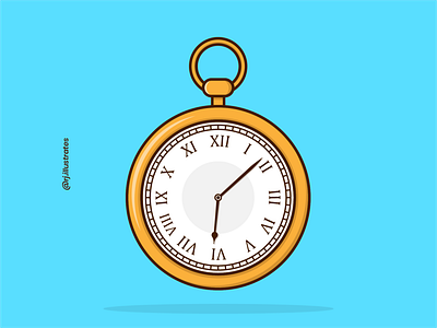 Pocket watch adobe illustrator art artwork classic clock designer drawing flat flatdesign golden graphicdesign illustration pocket watch retro time vector vectorart vectors vintage watch