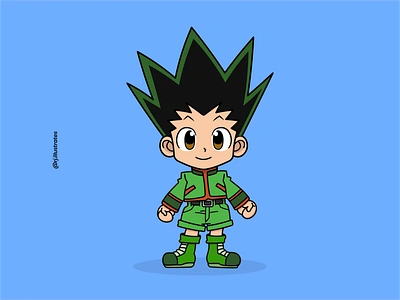 Gon Freecss 2d adobe illustrator anime animeart art artwork cartoon characterdesign designer digtitalart drawing flat flatdesign freecss gone graphicdesign hunterxhunter illustration vector vectorart