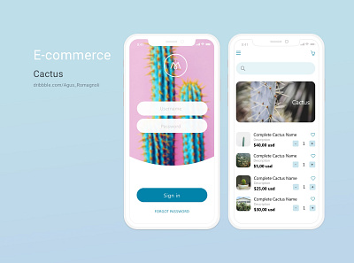 Cactus app e-commerce sketch