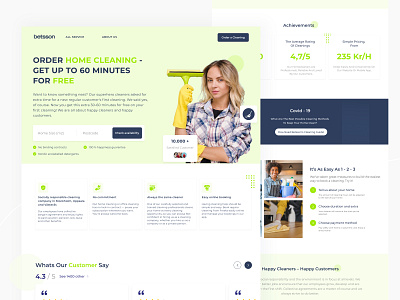 Landing Page Home Cleaning Service 🏡 app awesome design design inspiration landing page landing page design landingpage startup ui ui design uiux ux design web webdesign website design