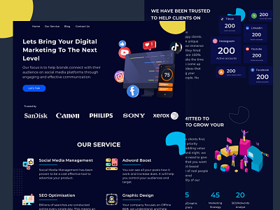 #Project Social Media Agency Landing Page agency agency branding agency landing page agency website awesome design branding dailyui inspiration inspirations landing page landingpage social media socialmedia ui ui design web design web design agency web ui
