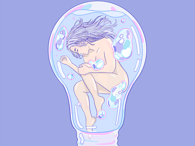 Idea of You album art art bottle floating illustration lightbulb soundcloud woman