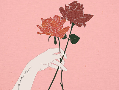 Apology art flowers hands illustration pink roses