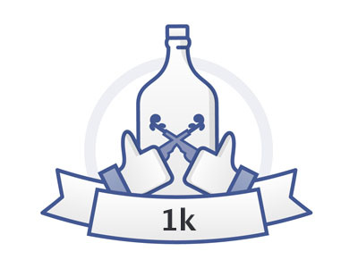 The "We've got a thousand likes, let's get drunk" Party facebook icon like logo