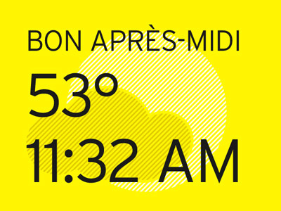 Good afternoon, the time and temp is: icon temp time yellow