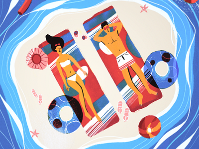 Social distancing at the beach? illustration art editorial beach