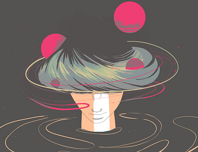 Space Hair Illustration art design editorial illustration photoshop