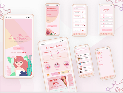 Mobile App - Anna Beauty Salon app appointments beauty product beauty salon design dribbble illustration mobile mobile app design mobile ui product design ui ux