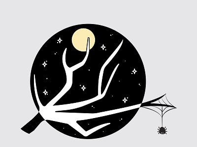 Spider underneath the moon adobe illustrator design halloween illustration moon spider