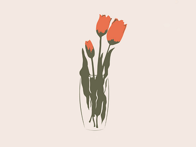 Red flowers art illustrator
