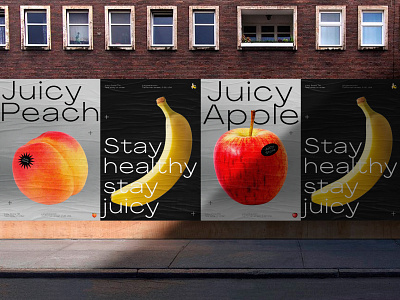 Juicy Store | Posters brand identity branding branding and identity branding design design design studio fresh fruit fruits identity identity design identitydesign juice mockup poster posters