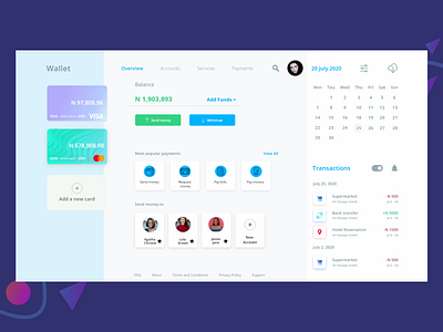 Saana Web UI e-wallet platform design ui web