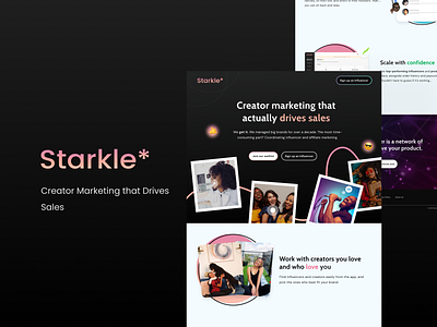Starkle - Future of Influencer Commerce branding design graphicdesign illustration landingpage typography ui ux visualdesign web