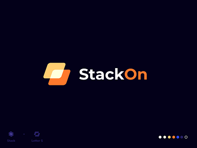 StackOn blue color design graphic design logo minimal orange vector