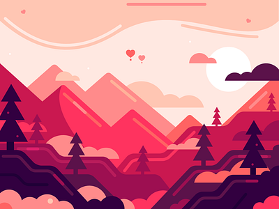 velvetia color design detail graphic design illustration landscape pink red vector
