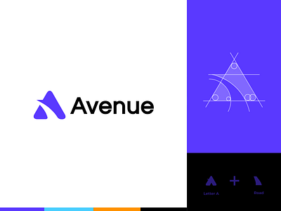 avenue logo a blue branding color design graphic design logo minimal typography vector