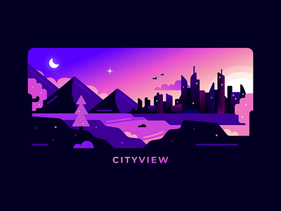 Cityview city color design graphic design ill illustration landscape sunset vector