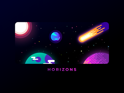 Horizons color comet design detail graphic design illustration minimal planet vector