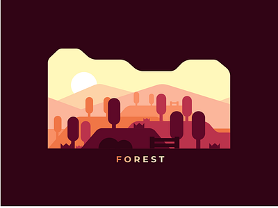 Forest affinity color design illustration landscape pink vector