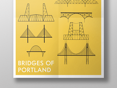 portland bridges design illustration poster