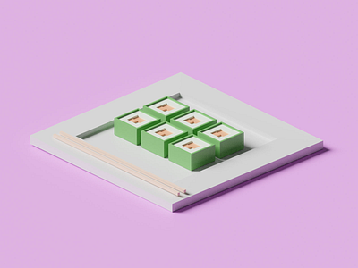 3D Sushi 3d 3d art blender geometric illustration sushi sushi roll