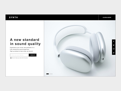 Headphone Release Promotional Page audio bw concept work email capture headphones landing page marketing minimal music product design product launch promotional web design
