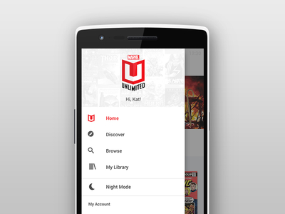 Marvel Unlimited Android App Update android app digital icons interactive logo material navigation uiux