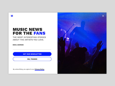 Daily UI 001 - Music Newsletter Sign Up Modal dailyui dailyui 001 email modal music newsletter overlay sign-up signup ui uichallange ux