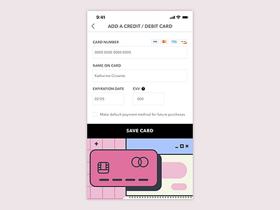 Daily UI 002 - Credit Card Checkout app credit card dailyui dailyui 002 ecommerce ios minimal mobile payment method ui user interface ux