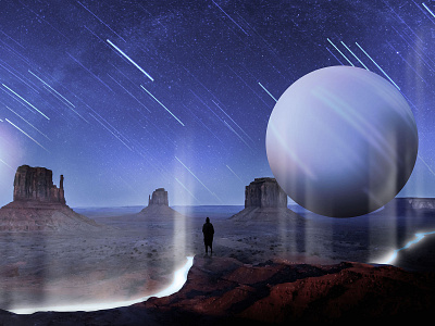 Sci-fi Concept Art 03 3d conceptual art desert experimental figure night sci fi scifi sphere stars world