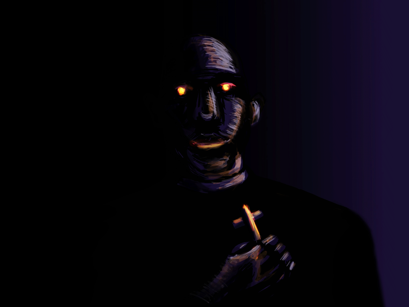 Demon Priest dark digital art digital painting hallowen illustration illustration art scary spoky