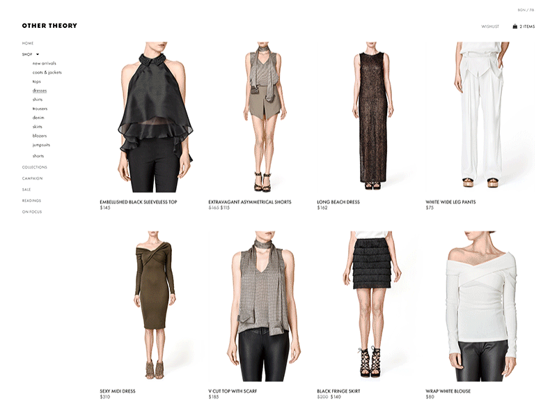 Other Theory - Category blur category clothes fashion gallery grid layout loader minimal transition website womenswear