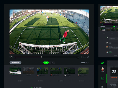 Video Player black dark football player profile sidebar soccer sports statistics streaming video ⚽️
