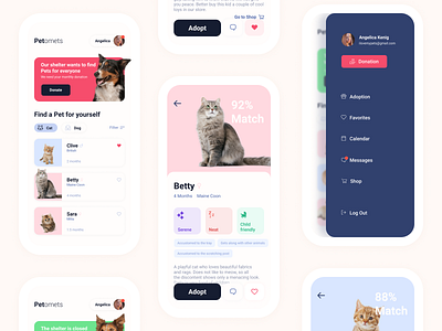 Petomets — an app design of Pets shelter app design minimal mobile mobile app mobile app design mobile ui ui ui ux ui design uidesign uiux ux ux design uxdesign uxui