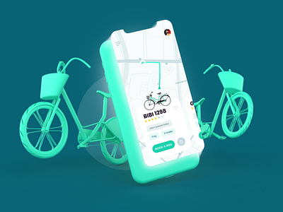 Bike sharing app design & 3D scene 3d 3d art 3d design 3d illustration 3d modeling branding mobile mobile app mobile app design mobile design ui ui ux uidesign uiux ux design uxdesign uxui