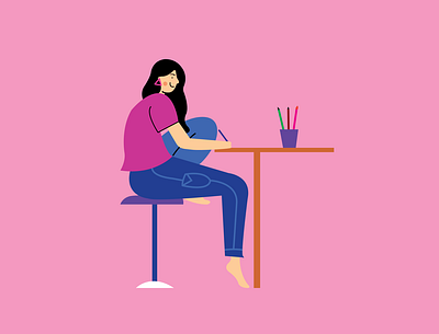 Journaling design flat girl character illustration minimal people illustration vector web