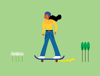 Skateboarding design flat girl character illustration minimal people illustration ui vector web