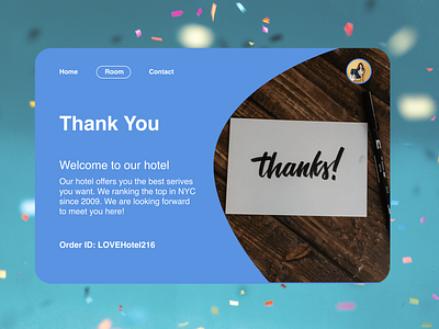 DailyUI 077 - Thank You daily 100 challenge dailyui dailyui077 hotel app thank you thankyou webdesign