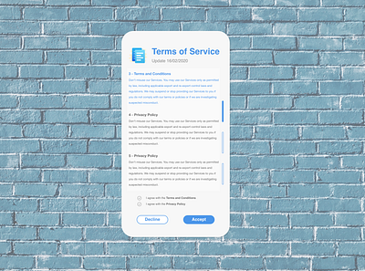 DailyUI089 - Terms of Service daily 100 challenge dailyui mobile mobile app privacy policy terms and conditions terms of service