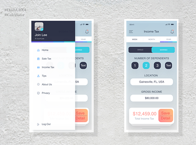 DailyUI004-Income Tax Calculator calculator calculator app calculator ui daily 100 challenge dailyui dailyui004 design illustration income income tax app mobile mobile app mobile calculator mobile design tax ui