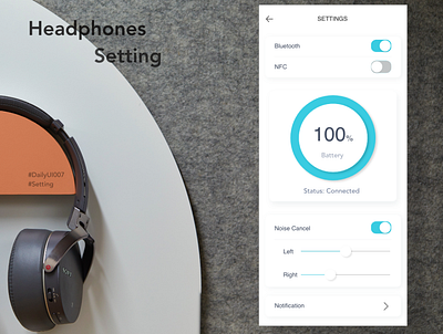 Dailyui007-Setting app app icon bluetooth daily 100 challenge daily ui dailyui dailyui007 design headphone illustration iphone x iphoneapp mobile nfc settings settings page ui