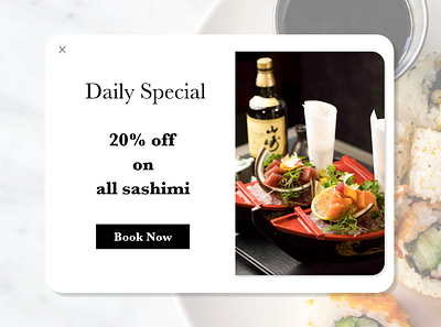 Dailyui016 Pop-Up booking daily 100 challenge daily ui dailyui dailyui016 design food overlay popup sashimi ui webdesign