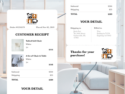 Dailyui017 Email Receipt app icon daily 100 challenge daily ui dailyui design email receipt furniture furniture app furniture website illustration logodesign mobile mobile app mobile design order receipt ui webdesign