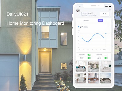 DailyUI021 Home monitoring dashboard daily 100 challenge daily ui dailyui dailyui021 design home monitoring home monitoring dashboard mobile mobile app monitoring dashboard ui